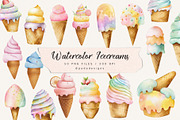 Watercolor Ice Creams, a Food Illustration by PeDe Designs (Thumbnail 1 of 4)