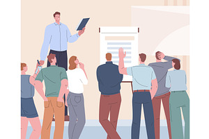 Session with coach. Speech by team, a Person Illustration by Valerie Bodnar