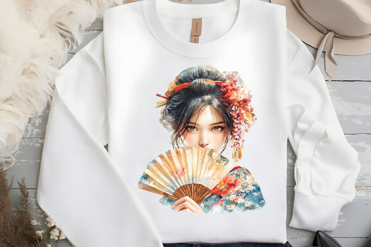 Beautiful Japanese Geisha Girl PNG, an Illustration by DreamCafeArt (Photo 6 of 7)