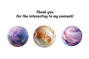 Watercolor Space Planets - 60 PNG, a Texture Illustration by InkyQueenArt (Thumbnail 8 of 8)
