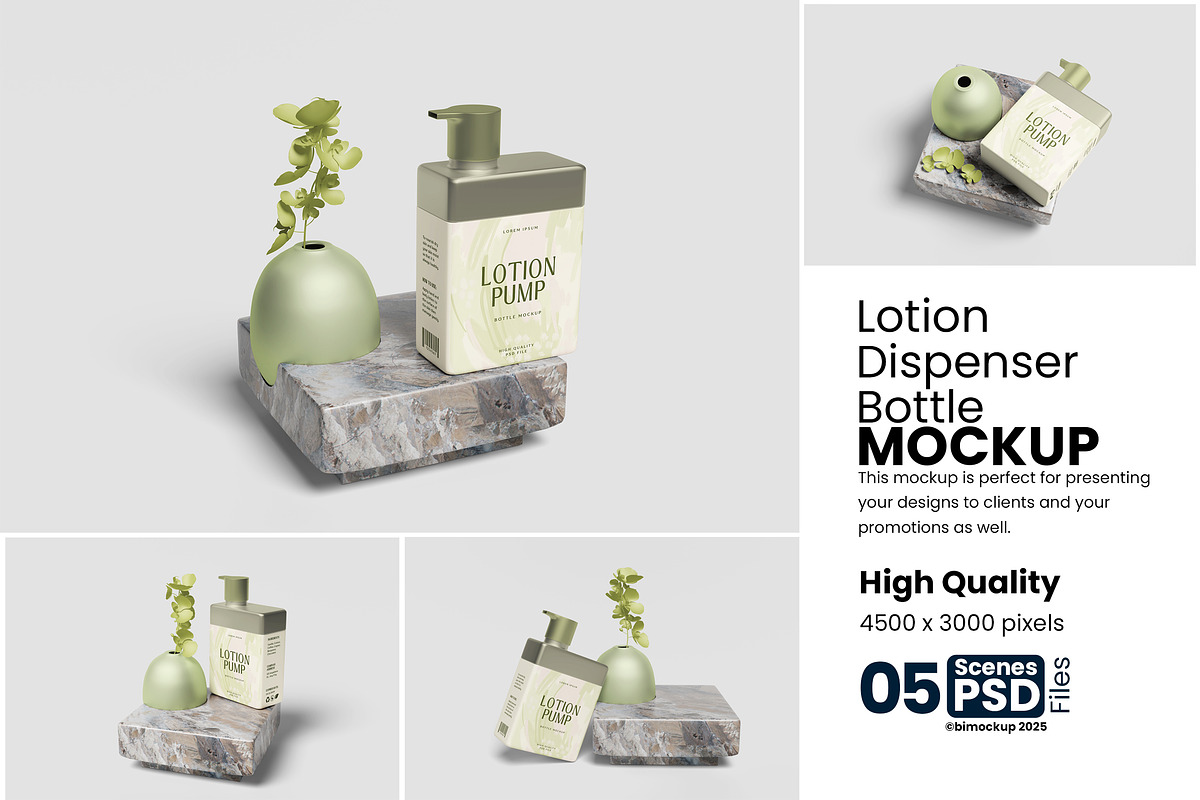 Lotion Dispenser Bottle Mockup, a Product Mockup by bimockup (Photo 1 of 6)