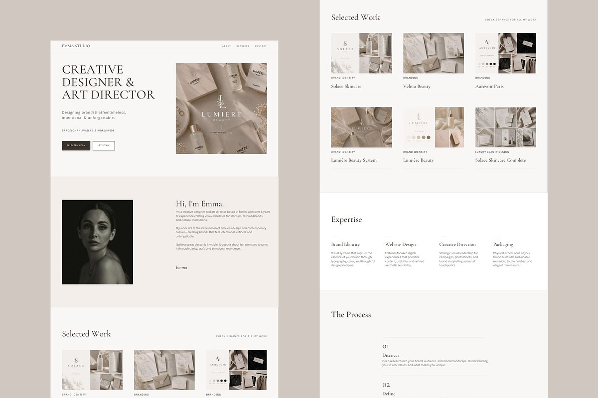Emma Studio One-Page Carrd Template, a Landing Page Template by PixaSquare (Photo 2 of 4)