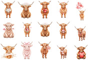 Highland Cow Valentine's Day PNG, an Illustration by Designking (Thumbnail 2 of 5)