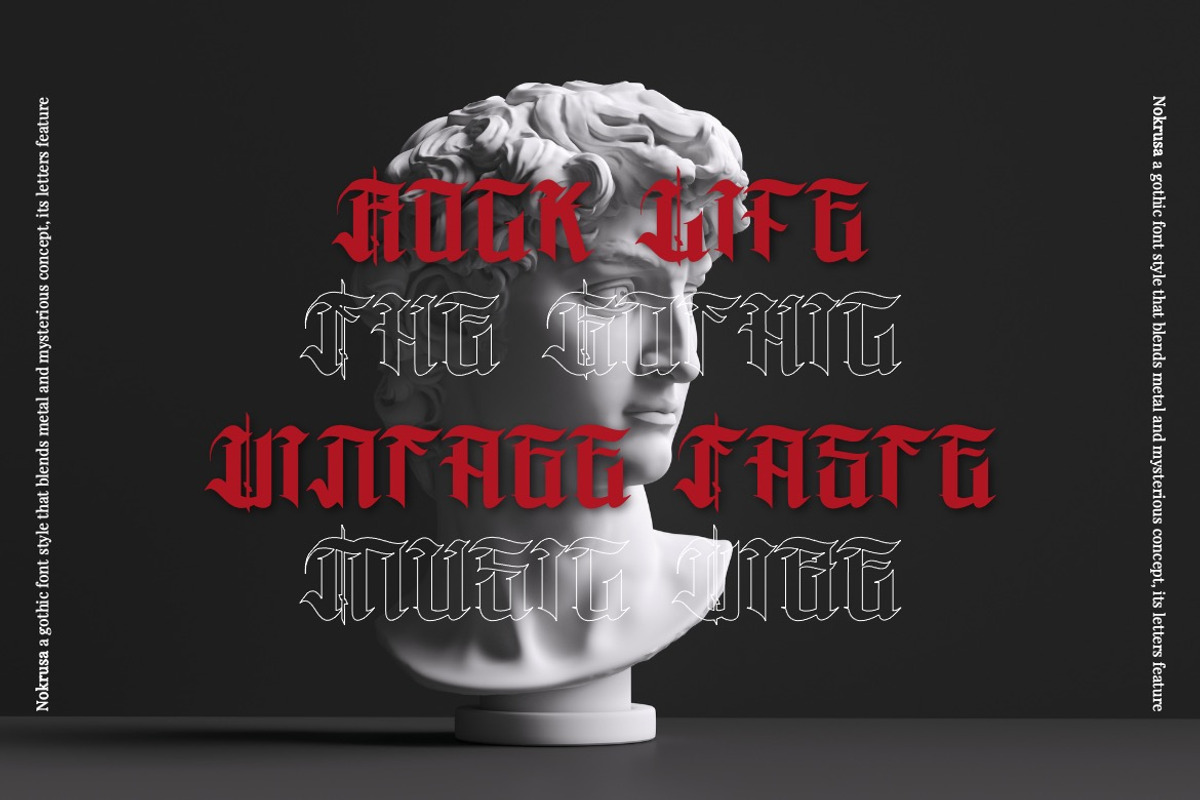 Nokrusa - Gothic Blackletter Font, a Blackletter Font by Dhabee (Photo 6 of 16)