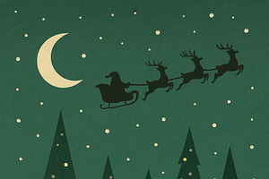 Santa on a sleigh flying over snowy, an Illustration by Dvoevnore photos