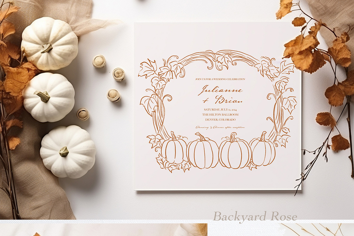 Pumpkin Line Art & Frames, a Decorative Illustration by Backyard Rose (Photo 10 of 13)