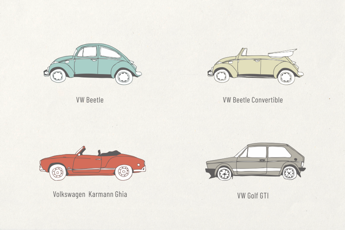 10 German Vintage Cars Vector + Font, an Illustration by Storyteller Imagery (Photo 2 of 5)