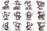 Whimsical Christmas Snowman Clipart, an Illustration by CraftArtStudio (Thumbnail 3 of 6)