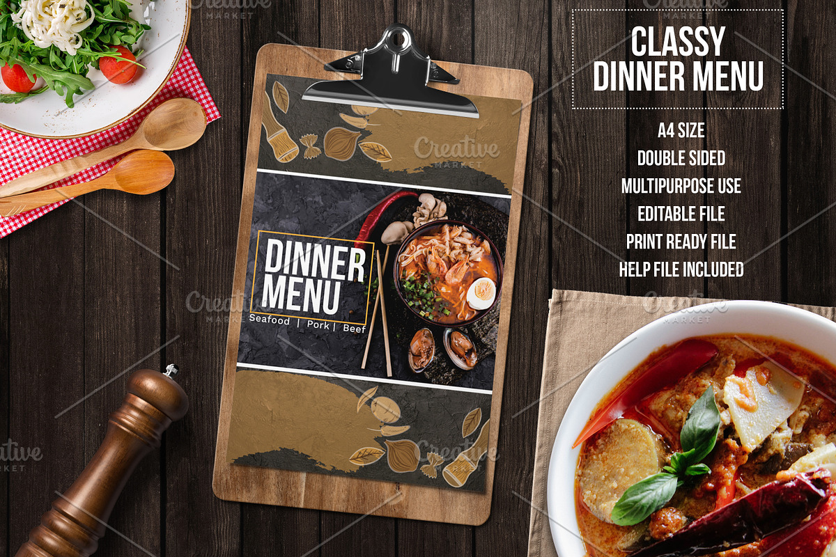 Classy Dinner Menu, a Flyer Template by Minimalist Studio (Photo 1 of 4)