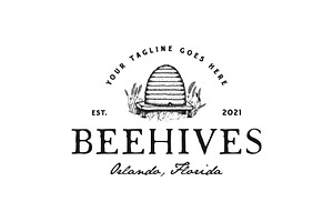 Honey Farm Vintage Beehives Logo