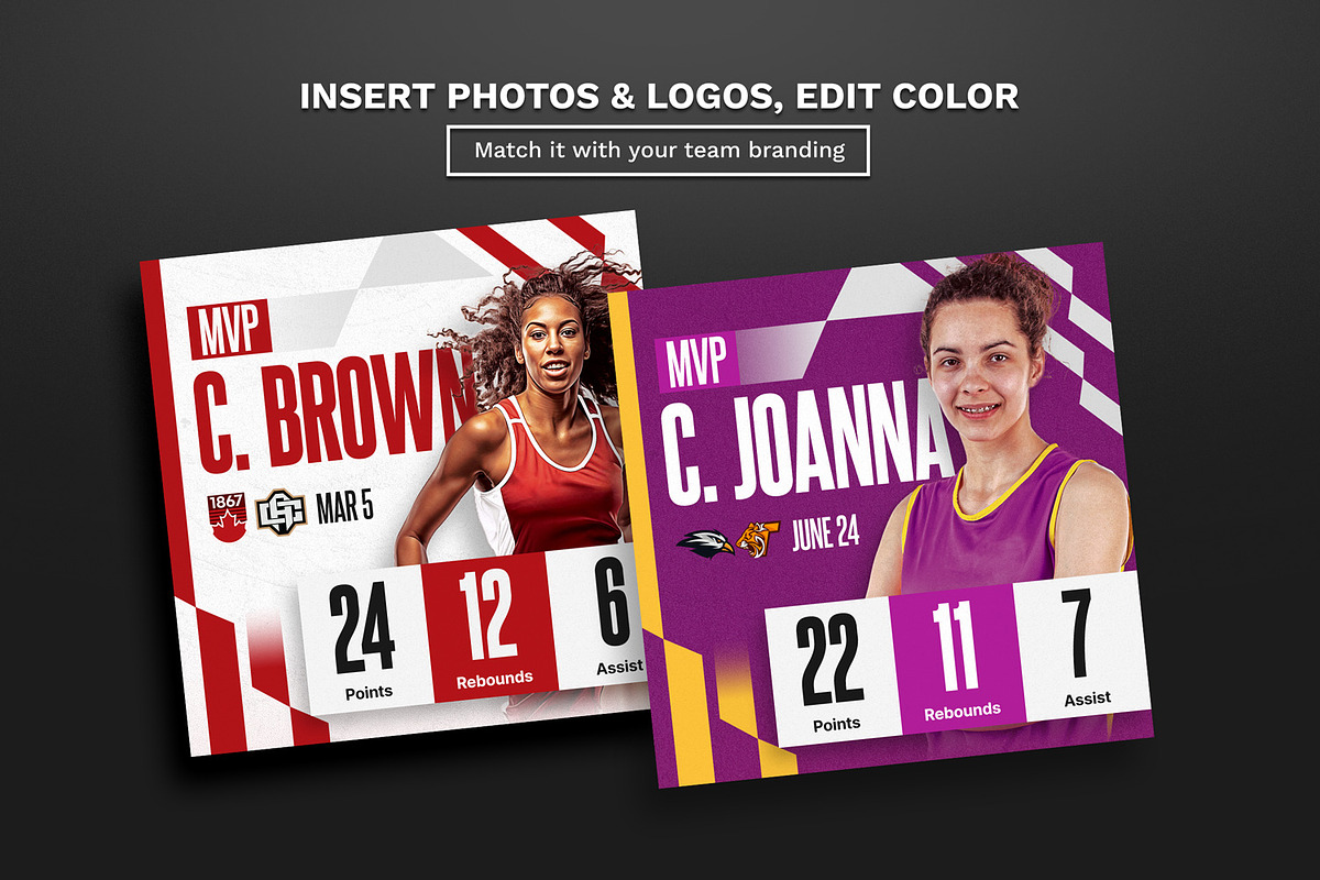 Basketball Instagram Templates, a Social Media Template by Bornx Design (Photo 3 of 6)