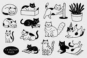 Cute Cat B&W Illustration, an Animal Illustration by HunEyy (Thumbnail 2 of 6)