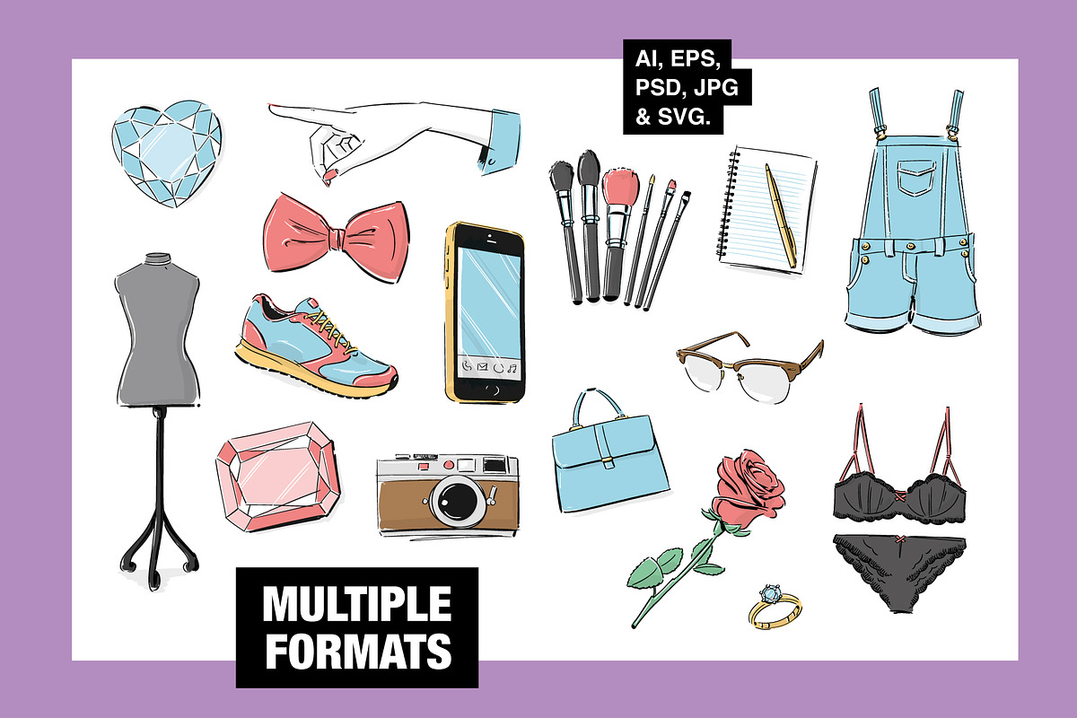Fashion Props and Objects Clipart, an Object Illustration by Wingsart Studio (Photo 3 of 4)