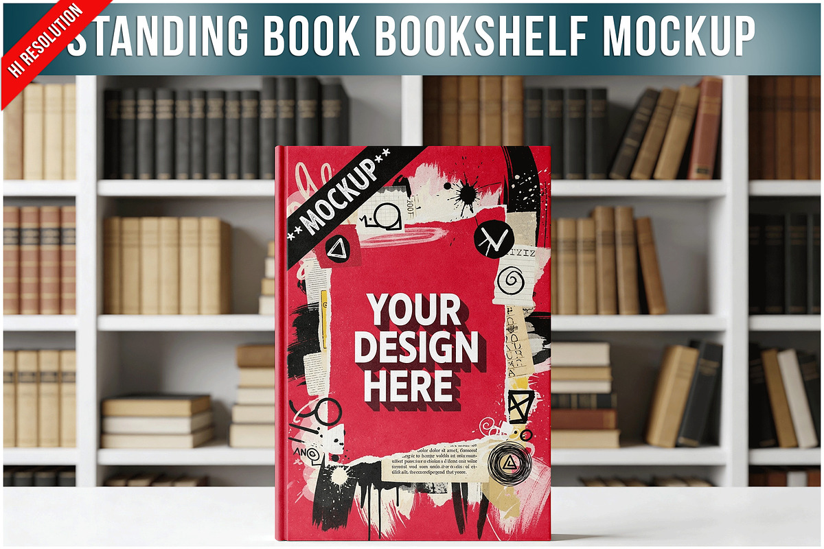 Standing Book Bookshelf Backgrou PSD, a Product Mockup by Bruno's Shop (Photo 1 of 3)