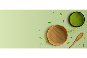 Green matcha tea, vector bg with, a Food Illustration by art PVP - market