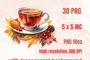 Watercolor Fall Drink Clipart