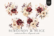 Burgundy & Beige Flowers, a Decorative Illustration by PeDe Designs (Thumbnail 3 of 8)