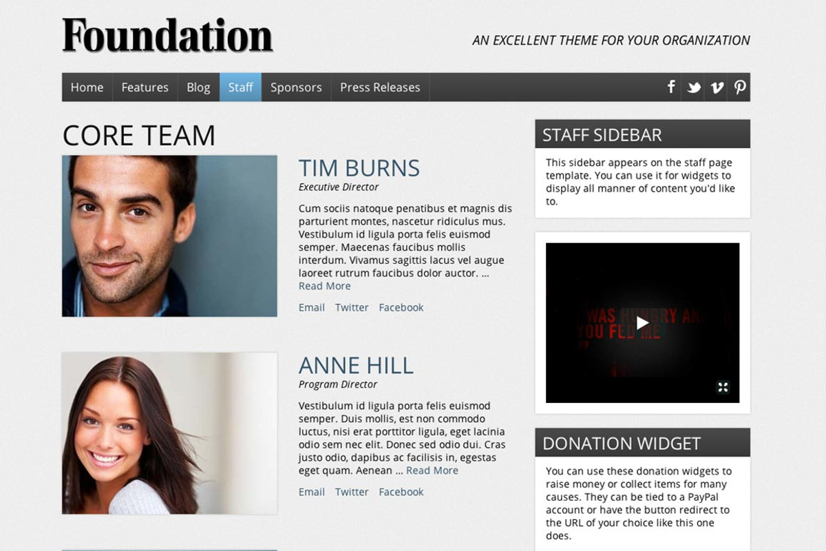 Foundation Nonprofit WordPress Theme, a WordPress Template by Organized Themes (Photo 4 of 4)