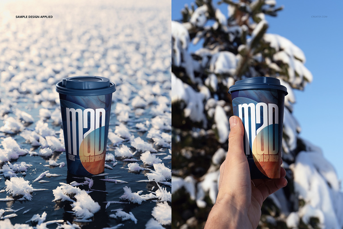 Winter Paper Cup Mockup Set v.5, a Cups & Container Mockup by creatsy5 (Photo 4 of 11)