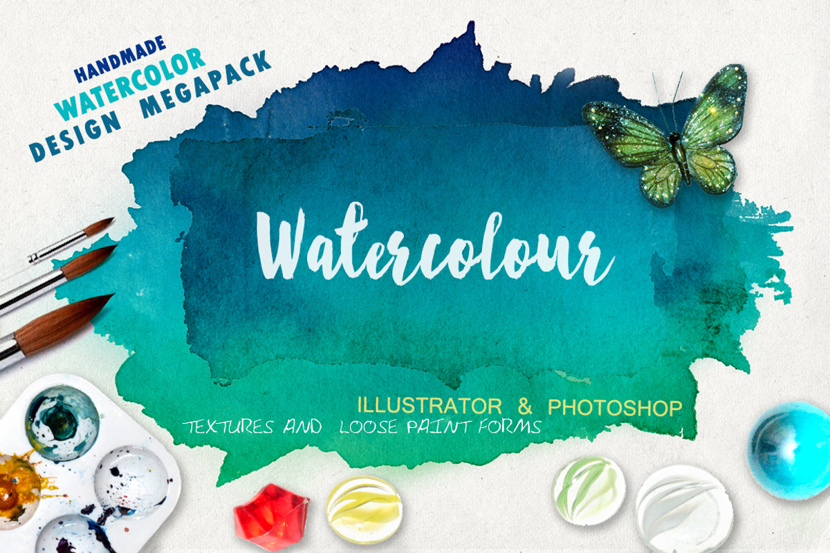 Megapack watercolor for design, an Illustration by Samui-Art (Photo 1 of 6)
