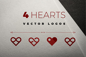 4 vector logos of hearts