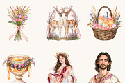 Watercolor Beltane Clipart Bundle, an Object Illustration by BusyDaydesign (Thumbnail 6 of 9)