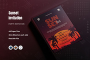 Sunset Party Invitation, an Invitation Template by Fannan Studio (Thumbnail 1 of 2)