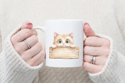 Funny Cute Animal Peeking clipart, an Illustration by Watercolor design (Thumbnail 8 of 13)
