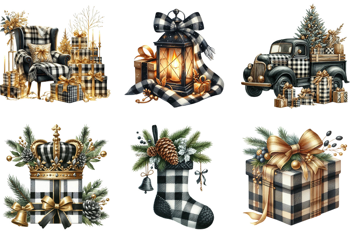 Luxury Plaid Black and White Christm, an Illustration by DreamArtGraphic (Photo 4 of 5)
