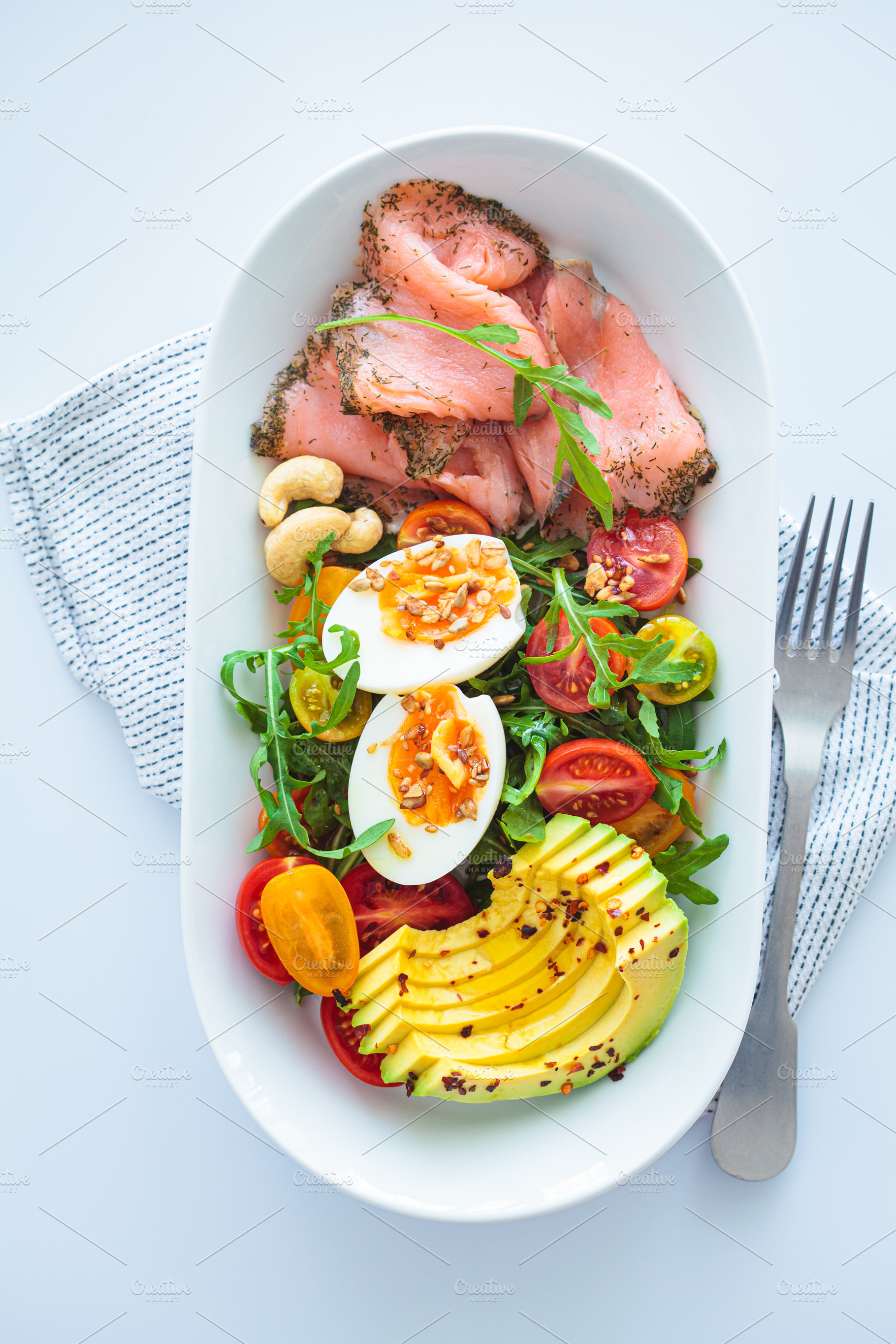 Keto breakfast of salmon, a Food & Drink Photo by vaaseenaa