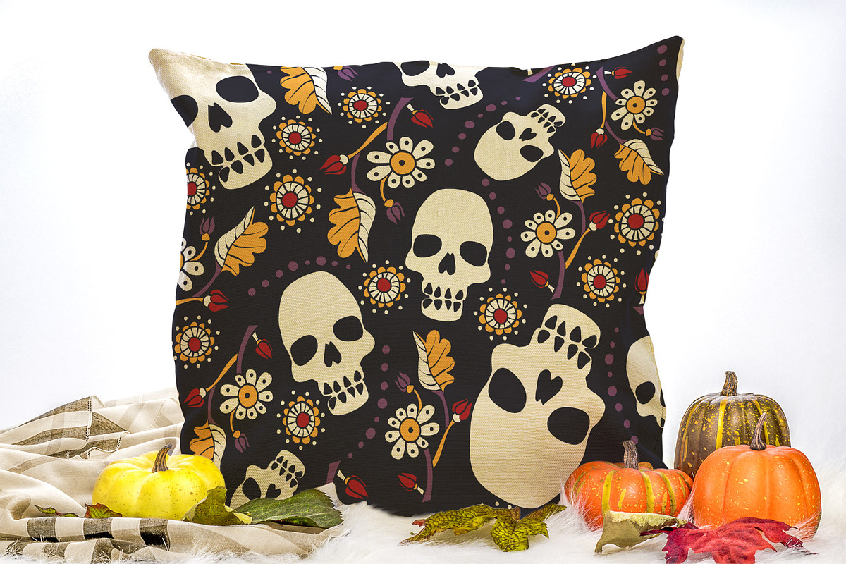 Vintage Doodle Skulls Digital Papers, a Pattern Graphic by Rose Design (Photo 5 of 7)