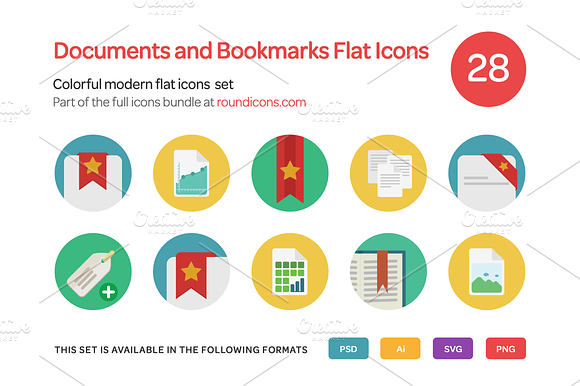 Documents and Bookmarks Flat Icons S preview 5