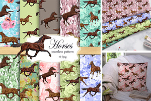 Horses Seamless Patterns