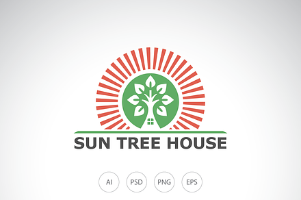 Sun Tree House Logo Template