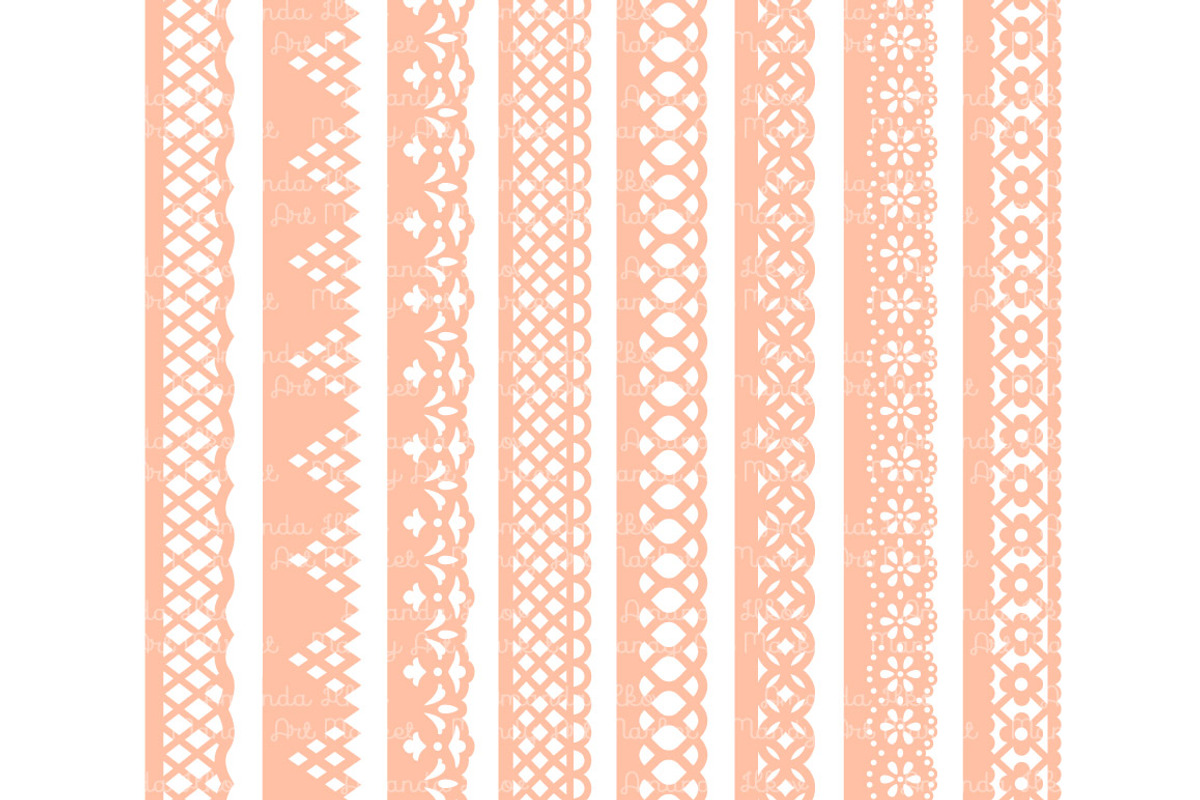 Peach Lace Vector Borders, an Illustration by Amanda Ilkov (Photo 3 of 5)