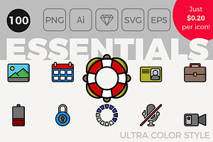 100 Essential Icons - Ultra Color