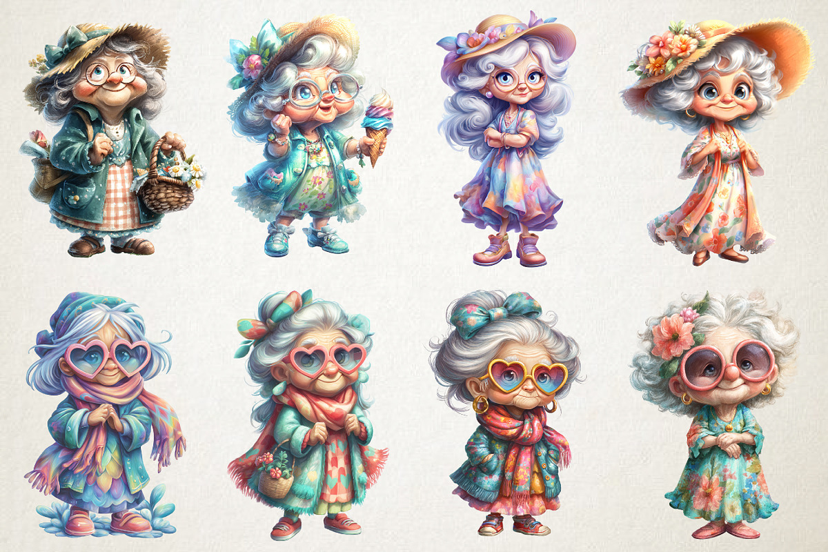 Quirky Summer Grandma Clipart Bundle, an Illustration by RobertsArt (Photo 5 of 5)