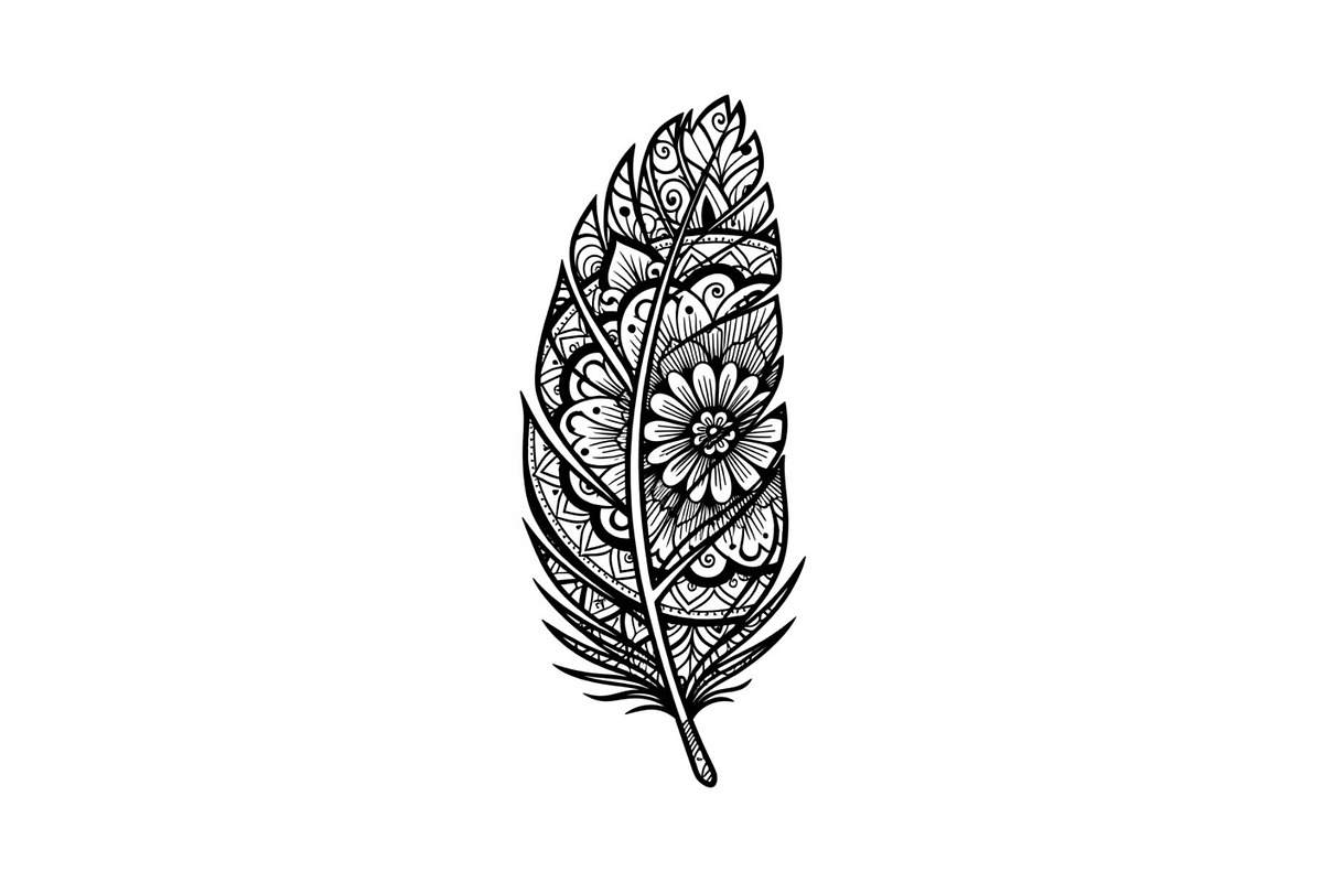 Ornamental Feather SVG Bundle, an Illustration by yasushie (Photo 16 of 31)