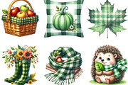 Green Gingham Autumn Clipart, an Illustration by Designking (Thumbnail 3 of 4)