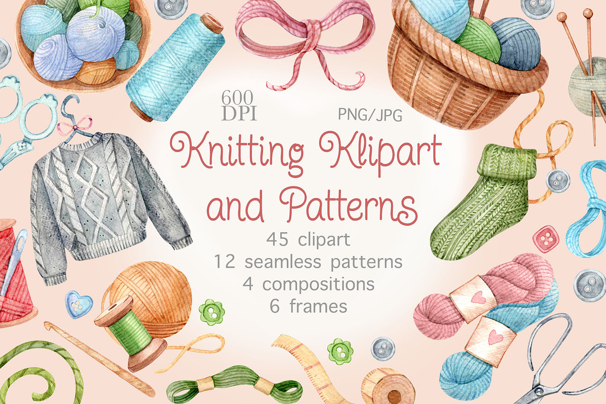 45 Knitting Clipart & Patterns, a Decorative Illustration by ZinchArt (Photo 1 of 10)