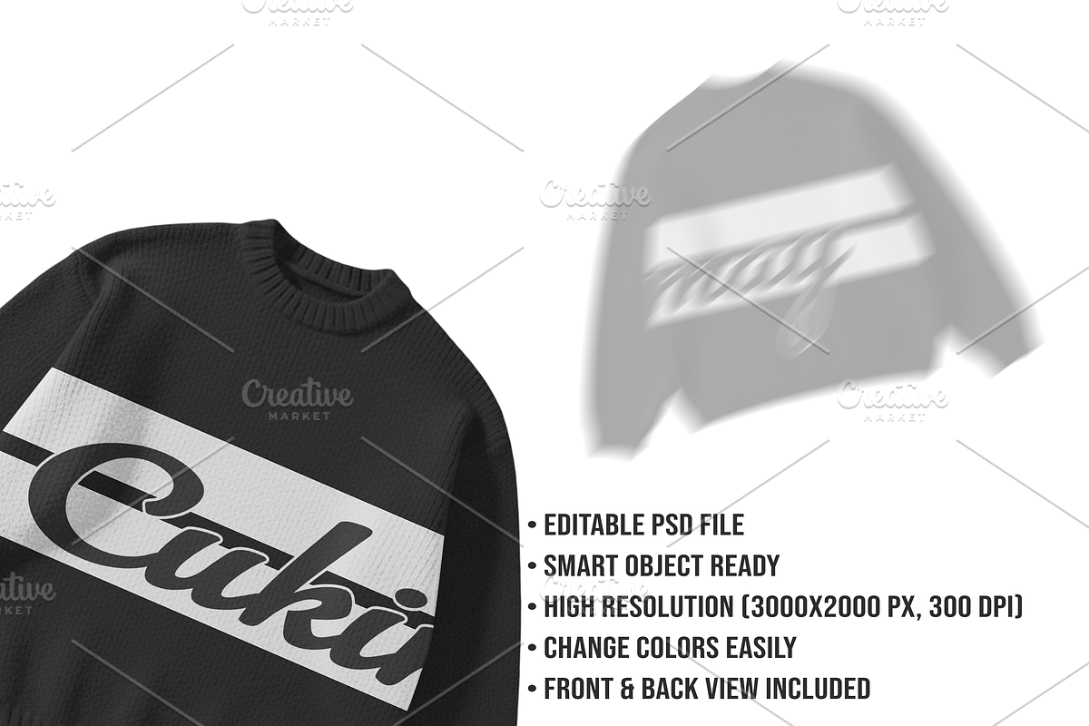 Crewneck Knit Sweater Mockup PSD