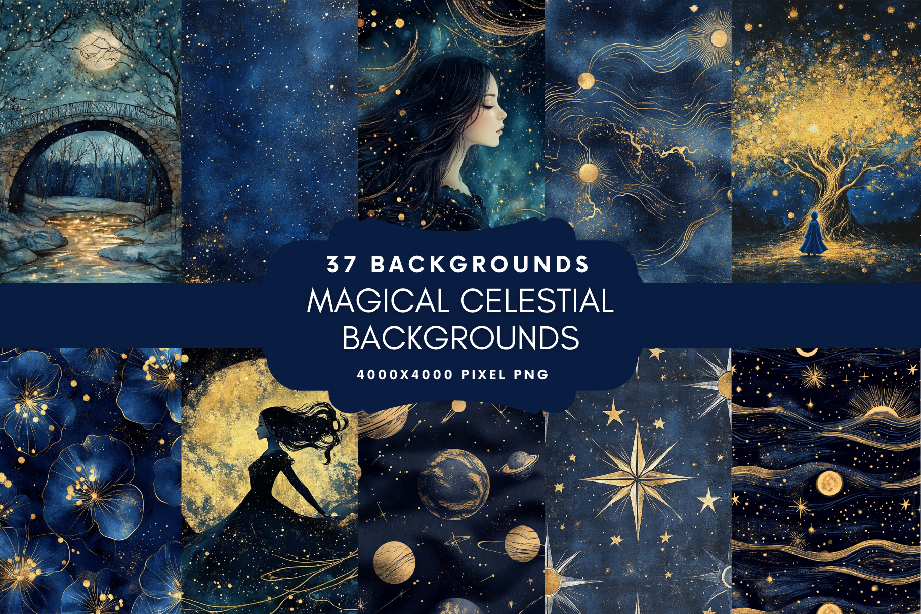 Magical Celestial Backgrounds, a Background Graphic by NadiaTheronArt
