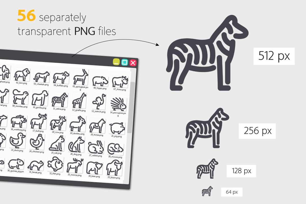 Animal Line Icons Set, an Outline Icon by Voysla's Shop (Photo 3 of 4)