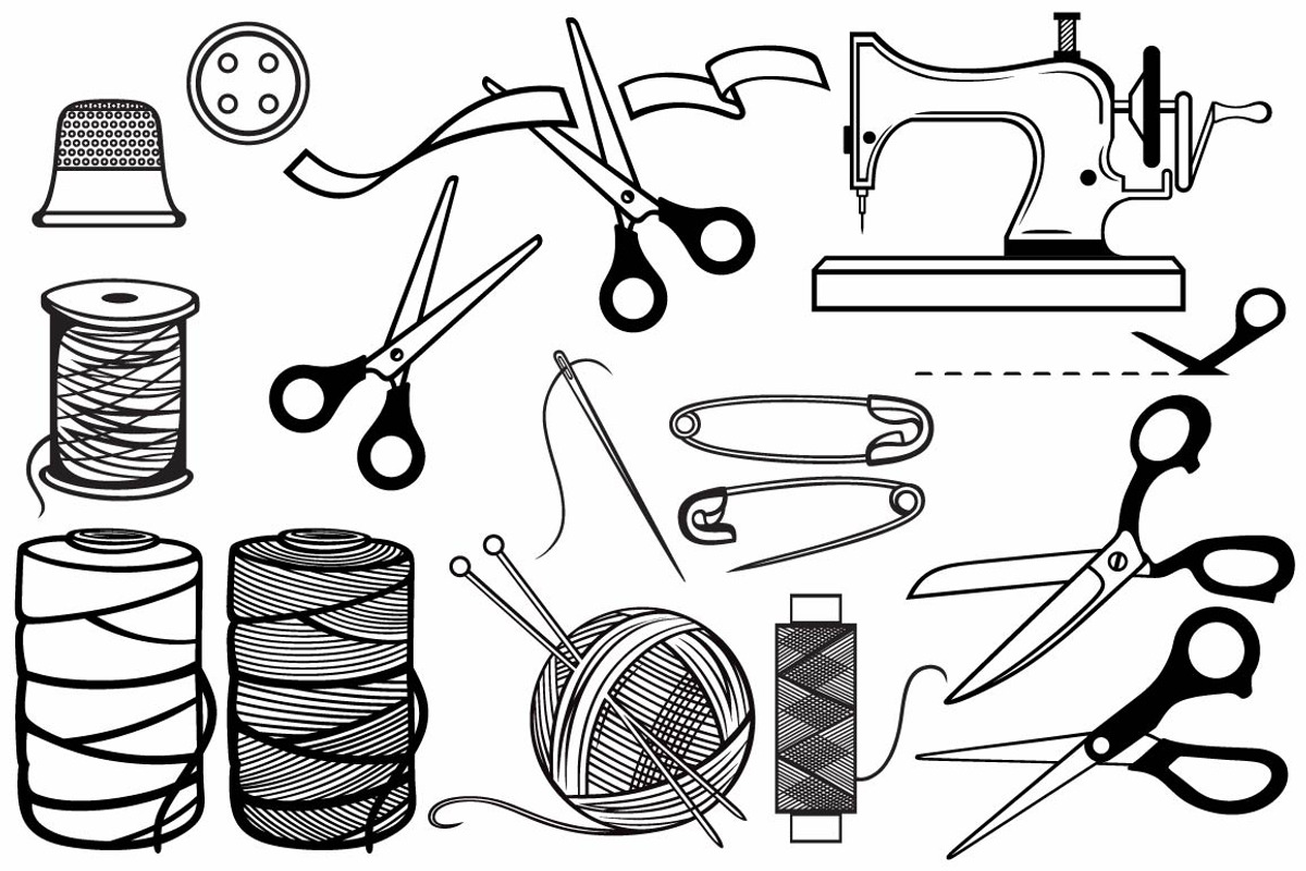 Sewing Items, an Outline Icon by LineworkStock (Photo 1 of 3)