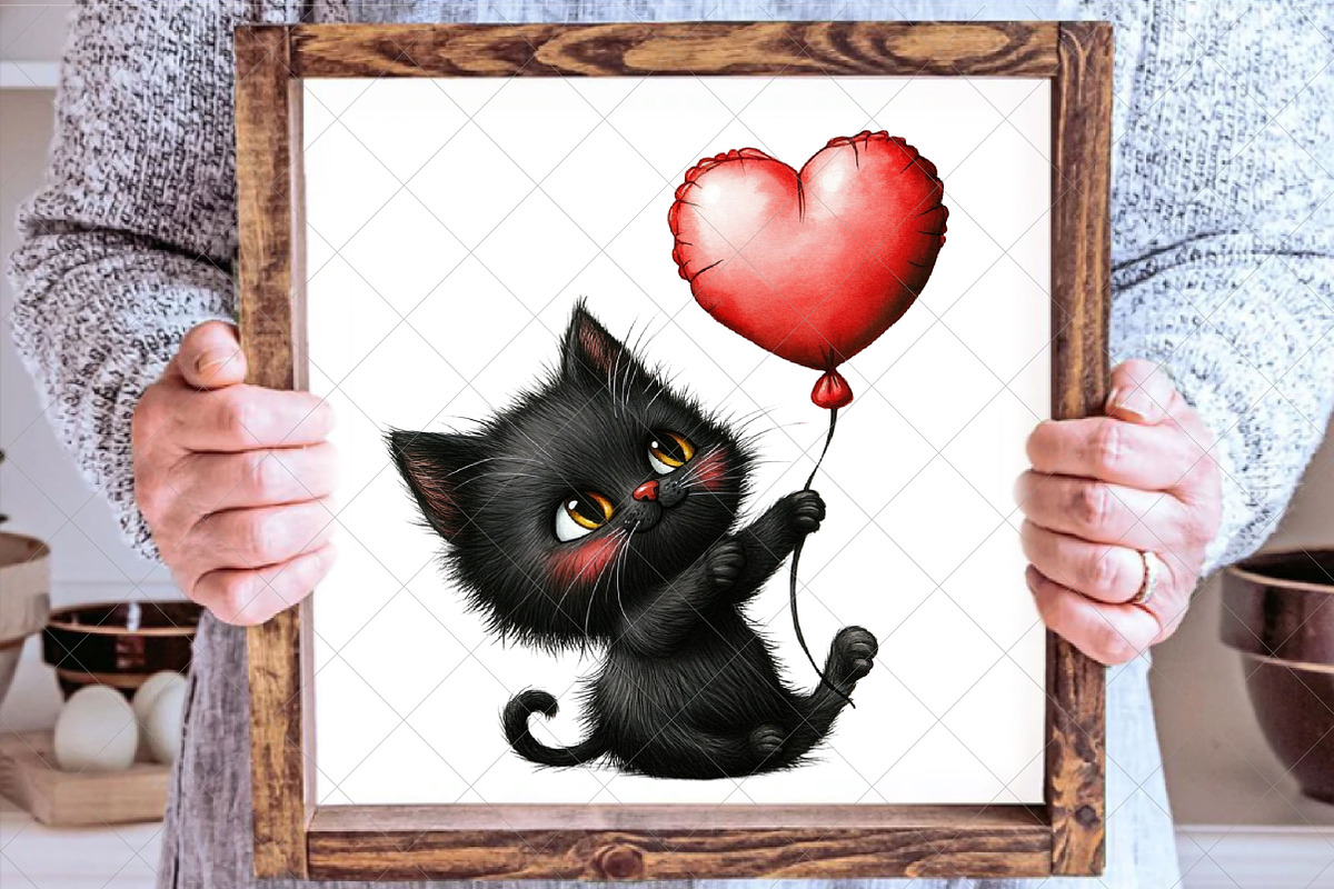 Quirky Black Cat And Red Balloon PNG, an Illustration by SinaCreation (Photo 6 of 7)