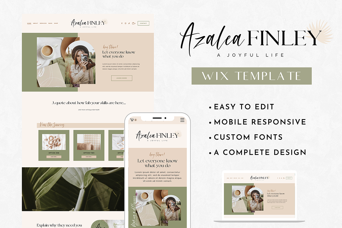 Wix Website Template Azalea Finley, a Wix Template by Design Pixie (Photo 2 of 7)