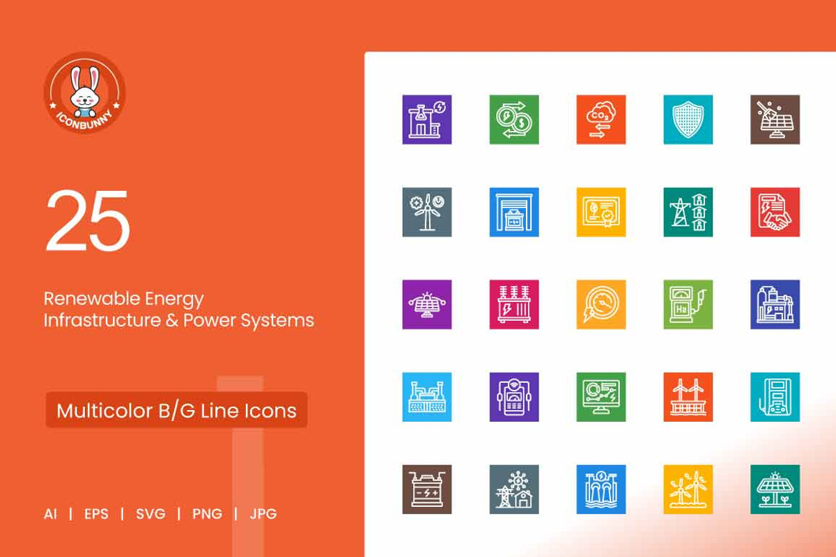 25 Renewable Energy Icons, a Solid Icon by IconBunny (Photo 1 of 2)