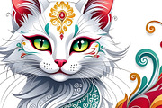 White Exotic Cat, an Animal Illustration by Sharon Schwalbe (Thumbnail 1 of 2)