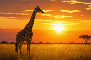 Impressionist painting of a giraffe, an Animal Illustration by professorinc