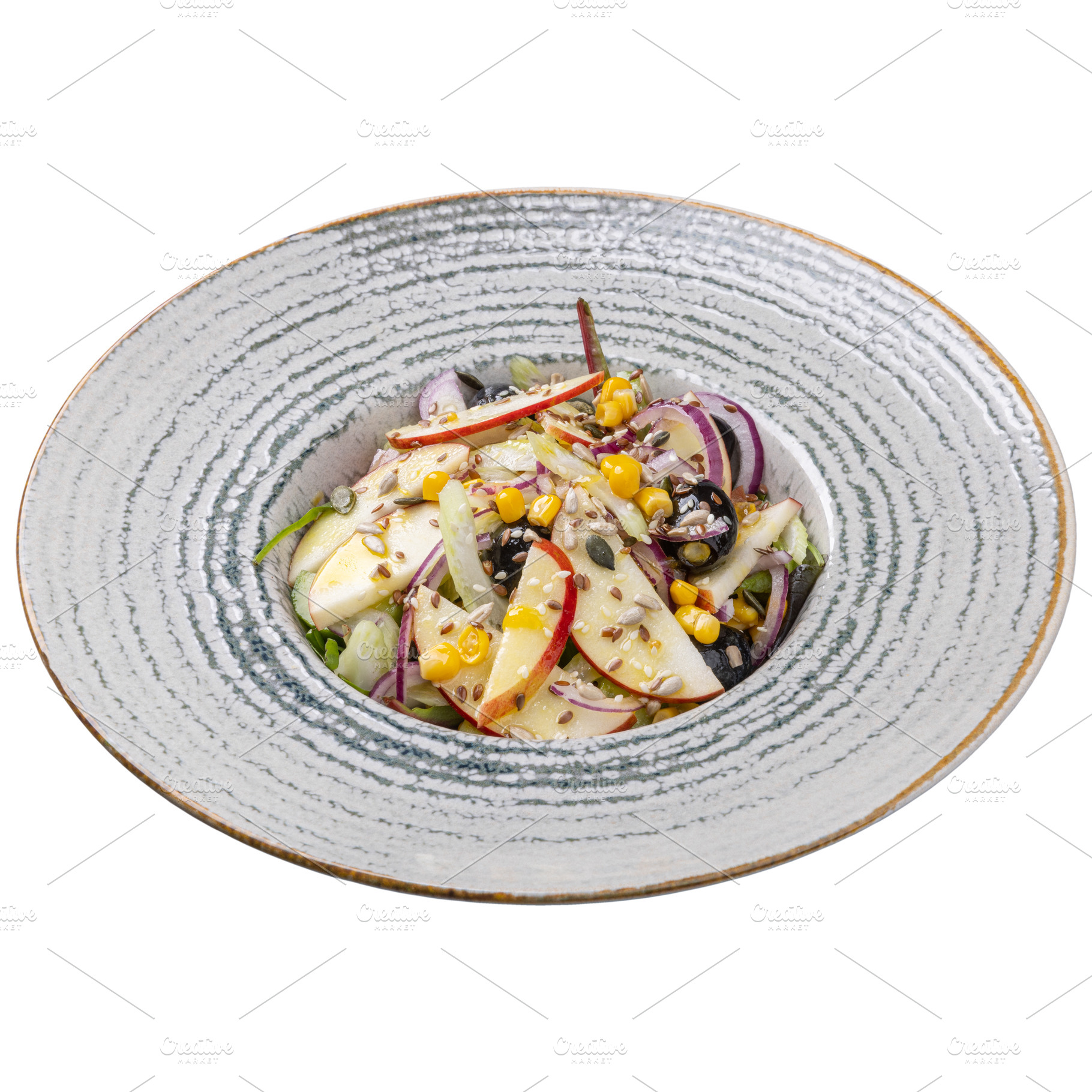Vegetarian salad with sweet corn and apples, a Photo by Grafvision photography